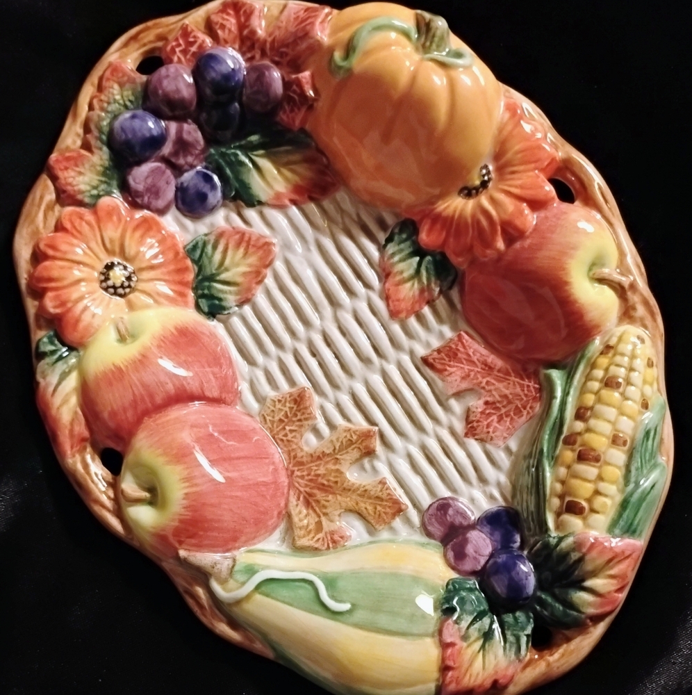 Fitz and Floyd Classics Autumn Bounty Handcrafted Ceramic Dish Tray-Retired